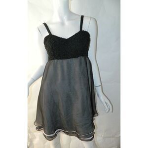 Vintage DIANE FREIS ORIGINAL Dress Black Beaded  Tired‎ Skirt Party Sz Small